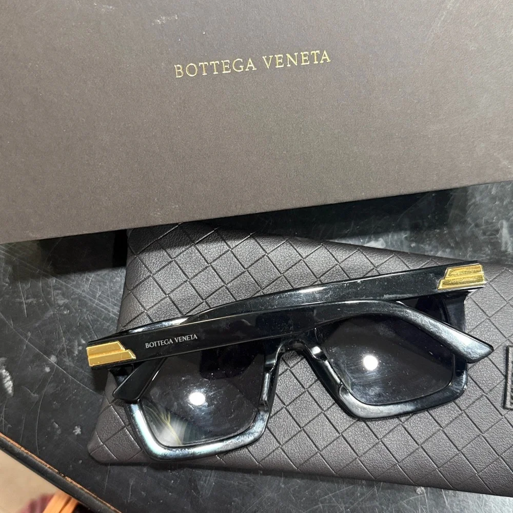 Bottega Veneta BV1005S Black Square Sunglasses with Gold Accents - Picture 4 of 4